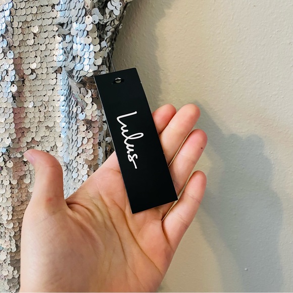 Lulus Top of the Hour Silver Sequin Mini Dress The Eras Tour Size Medium - Picture 9 of 10